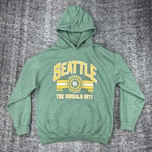 Seattle WA The Emerald City Pulover Men's Medium Graphic Hoodie Sweatshirt Green